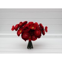 Red wedding bouquet. Bridal bouquet. Faux bouquet. Bridesmaid bouquet. 5365