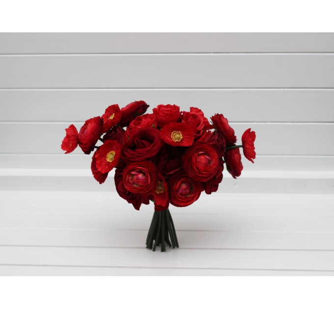 Elegant Red Wedding Bouquet – Faux Bridal Bouquet for Brides & Bridesmaids