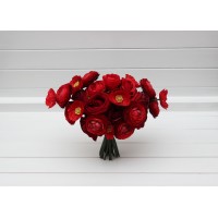 Red wedding bouquet. Bridal bouquet. Faux bouquet. Bridesmaid bouquet. 5365