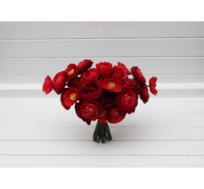 Elegant Red Wedding Bouquet – Faux Bridal Bouquet for Brides & Bridesmaids