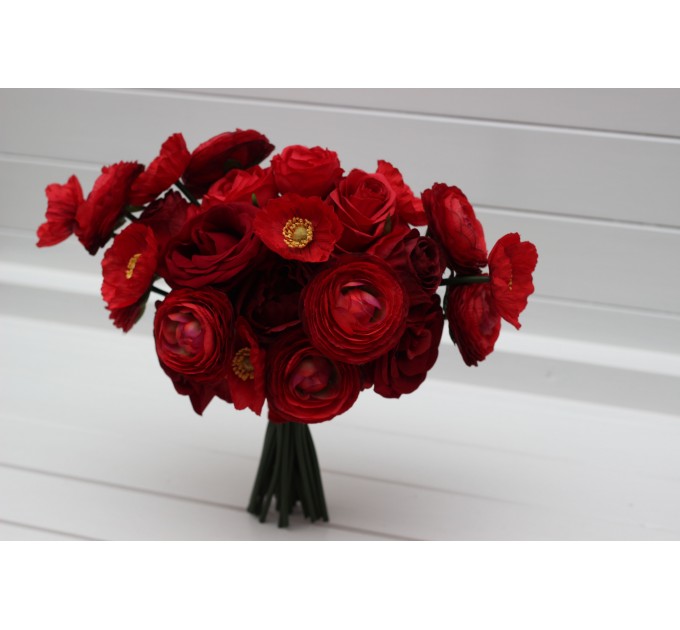 Elegant Red Wedding Bouquet – Faux Bridal Bouquet for Brides & Bridesmaids