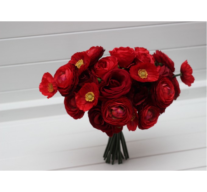 Elegant Red Wedding Bouquet – Faux Bridal Bouquet for Brides & Bridesmaids