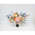 Colorful Faux Bridal Bouquet – Peach, Dusty Blue, Ivory & Orange Bridesmaid Bouquet