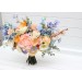 Colorful Faux Bridal Bouquet – Peach, Dusty Blue, Ivory & Orange Bridesmaid Bouquet