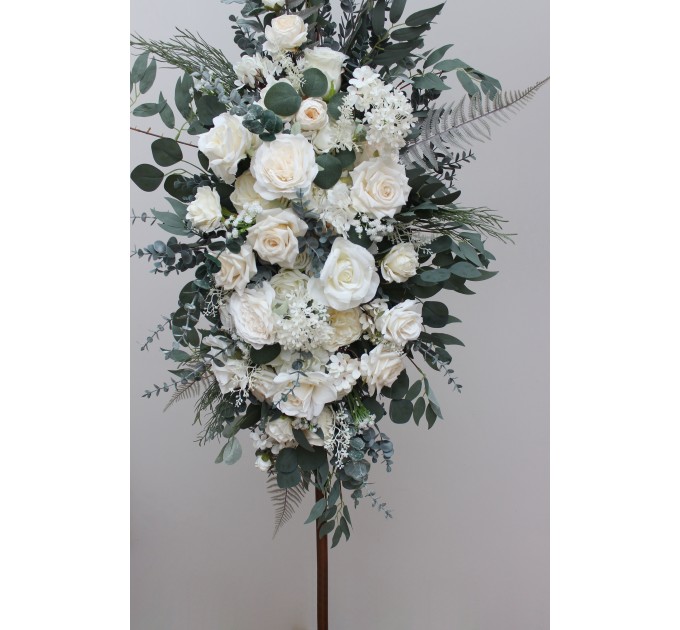 White Ivory Cream Wedding Arch Flowers – Faux Corner and Straight Arbor Arrangements