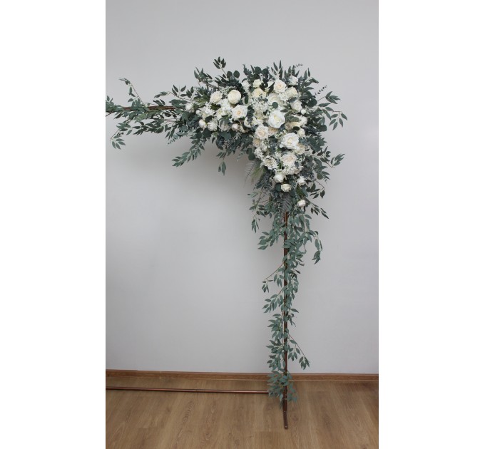 White Ivory Cream Wedding Arch Flowers – Faux Corner and Straight Arbor Arrangements