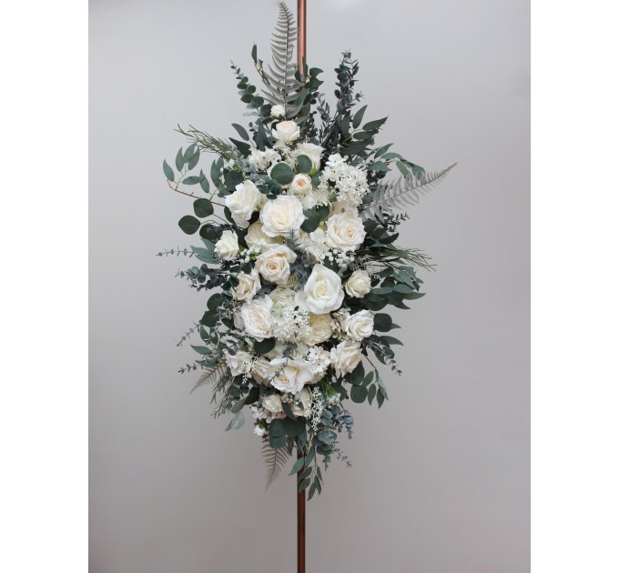 White Ivory Cream Wedding Arch Flowers – Faux Corner and Straight Arbor Arrangements