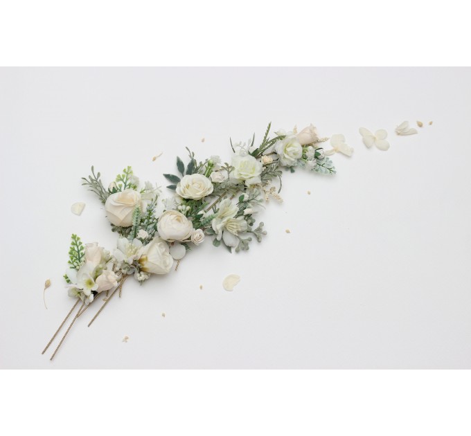 Set of 8 White Ivory Cream Flower Hair Pins – Elegant Wedding Hair Accessories