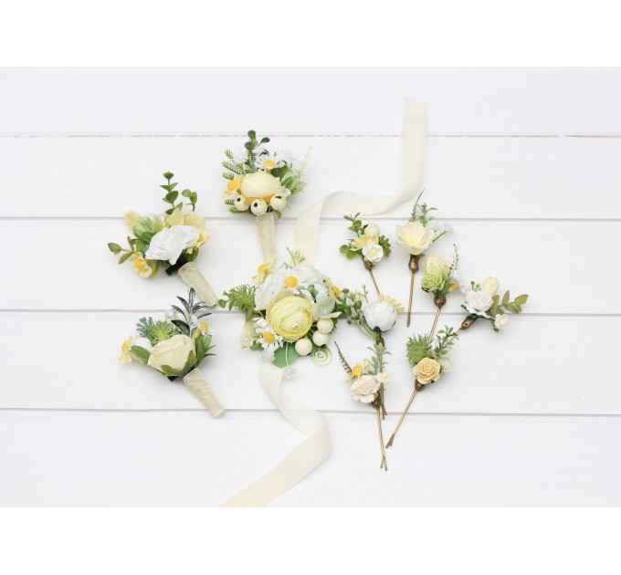 White, Yellow, and Green Bobby Pins for Spring-Summer Weddings