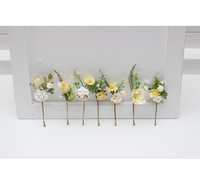 White, Yellow, and Green Bobby Pins for Spring-Summer Weddings