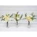 Simple Wedding Table Flowers – White, Yellow, and Green Mini Bouquets