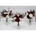 Simple Wedding Table Flowers – Burgundy and Ivory Mini Bouquets