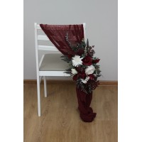 Aisle flowers in burgundy ivory scheme. Chair flowers. Sign flowers. Marker flowers. Wedding flowers. Flowers for wedding decor. 0040