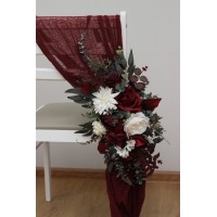 Aisle flowers in burgundy ivory scheme. Chair flowers. Sign flowers. Marker flowers. Wedding flowers. Flowers for wedding decor. 0040