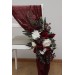 Aisle Flowers in Burgundy and Ivory – Chair & Sign Floral Decorations