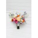 Colorful Bridal Bouquet – Orange, Peach, Dusty Blue, Ivory, and Pink Faux Flowers