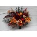 Wedding bouquets in burnt orange red burgundy colors. Bridal bouquet. Cascading bouquet. Faux bouquet. Bridesmaid bouquet. 5103