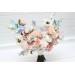 Dusty Blue, Blush Pink, White, and Beige Faux Flower Bridal Bouquet