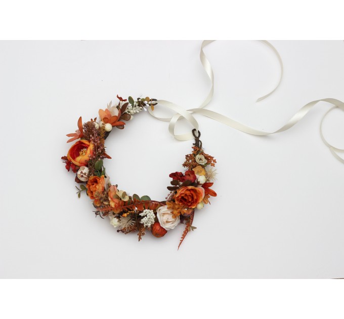 Rust Orange and Cream Flower Crown – Perfect for Fall Weddings and Events