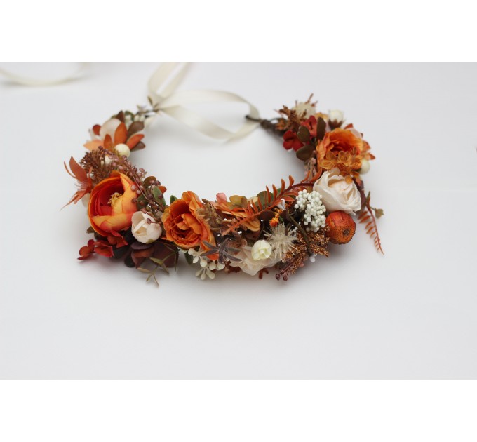 Rust Orange and Cream Flower Crown – Perfect for Fall Weddings and Events