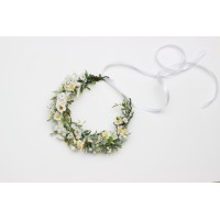 Hair wreath with white daisies. Flower girl crown. Wedding flowers. Crown of white wild flowers for first communion. 5374