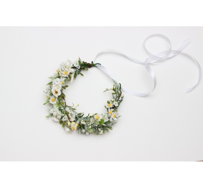 White Daisy Hair Wreath – Flower Girl Crown for Weddings and First Communion