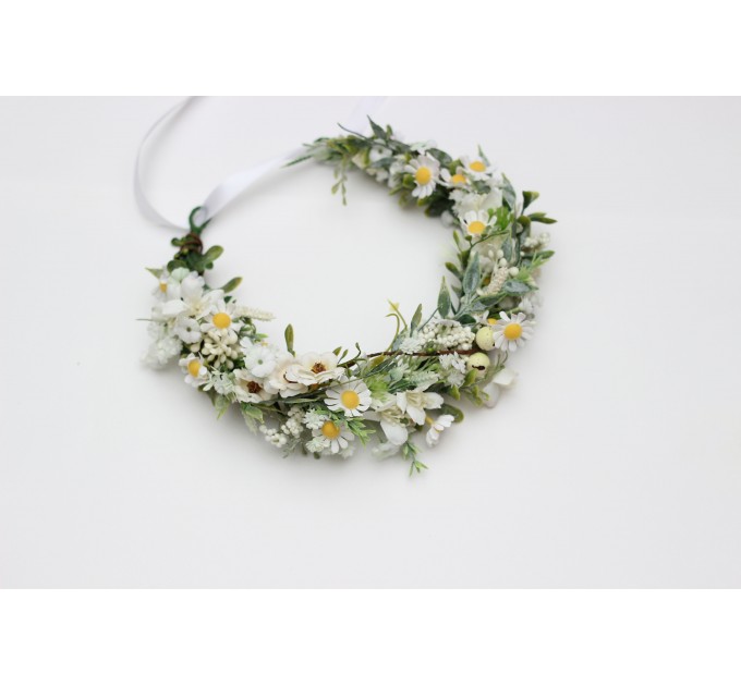 White Daisy Hair Wreath – Flower Girl Crown for Weddings and First Communion