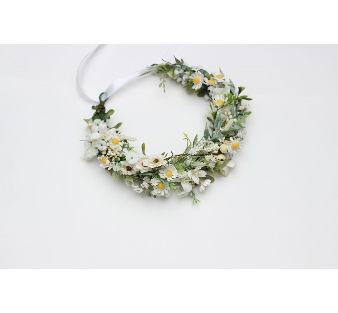 White Daisy Hair Wreath – Flower Girl Crown for Weddings and First Communion