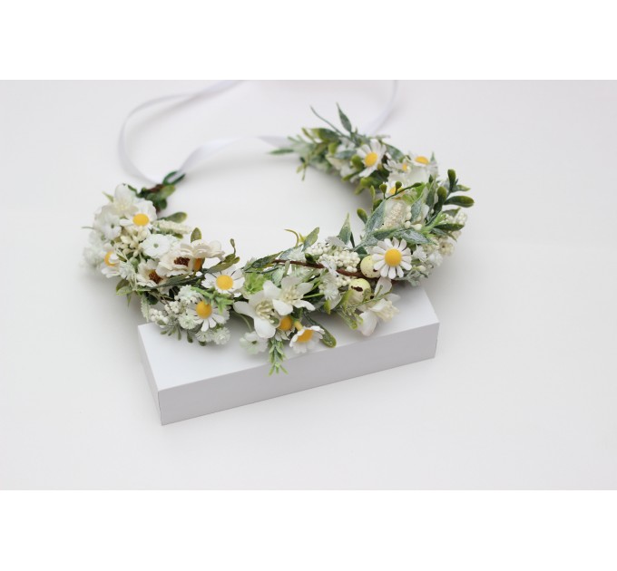 White Daisy Hair Wreath – Flower Girl Crown for Weddings and First Communion