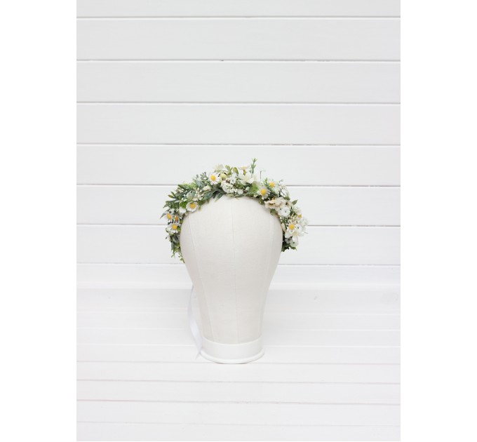 White Daisy Hair Wreath – Flower Girl Crown for Weddings and First Communion