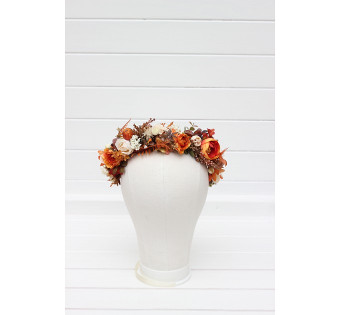 Rust Orange and Cream Flower Crown – Perfect for Fall Weddings and Events