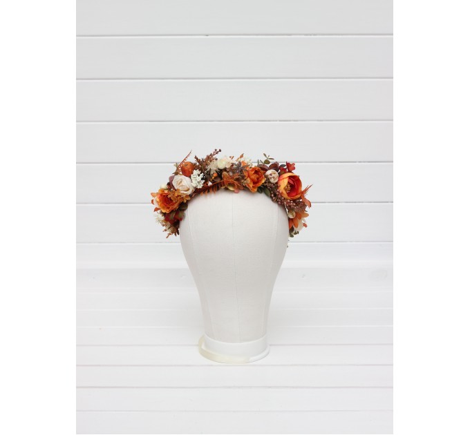 Rust Orange and Cream Flower Crown – Perfect for Fall Weddings and Events