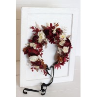 Burgundy brown cream flower crown. Hair wreath. Flower girl crown. Wedding flowers. 0041