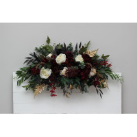  Flower arch arrangement in burgundy black gold ivory colors.  Arbor flowers. Floral archway. Faux flowers for wedding arch. 0032