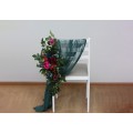 Aisle flowers in jewel-tone scheme. Chair flowers. Sign flowers. Wedding flowers. Flowers for wedding decor. 5187