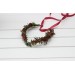 V-Shaped Burgundy, Red, and Green Elven Crown – Woodland Flower Circlet