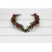 V-Shaped Burgundy, Red, and Green Elven Crown – Woodland Flower Circlet