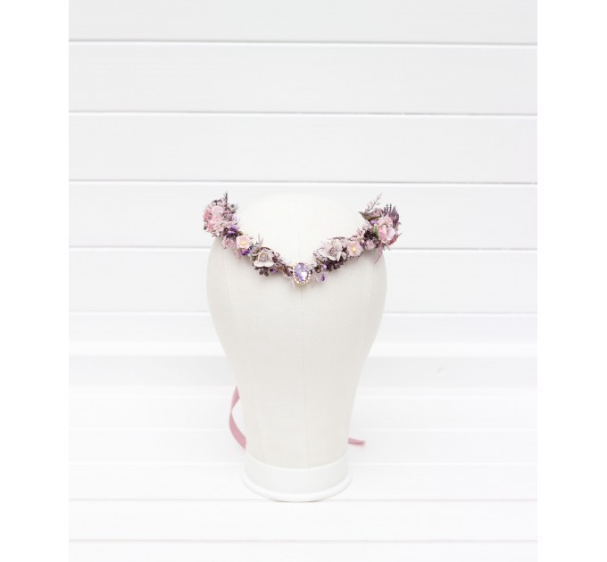 V-shaped Lilac, Lavender, and Mauve Elven Crown – Woodland Flower Circlet