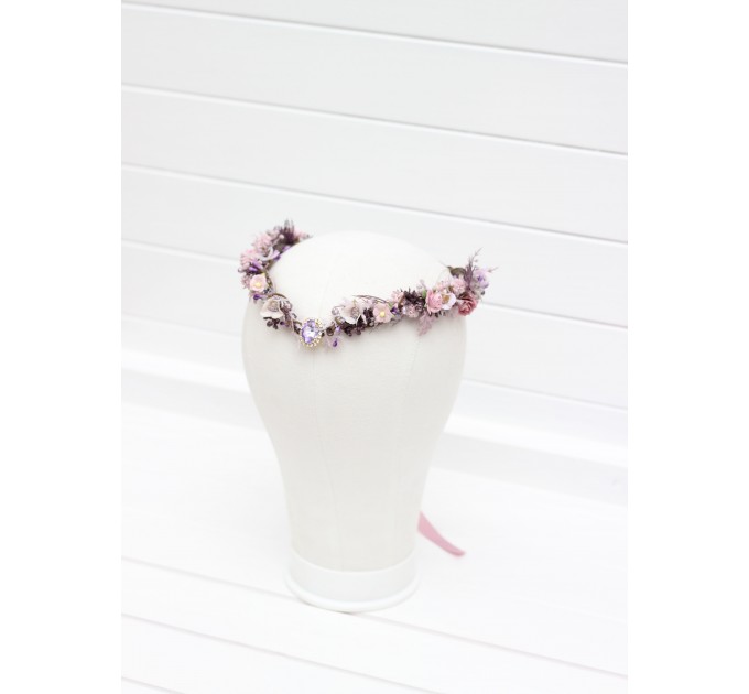 V-shaped Lilac, Lavender, and Mauve Elven Crown – Woodland Flower Circlet