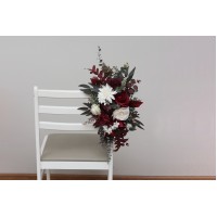 Aisle flowers in burgundy ivory scheme. Chair flowers. Sign flowers. Marker flowers. Wedding flowers. Flowers for wedding decor. 0040