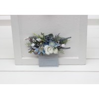 Pocket boutonniere in dusty blue white color scheme. Flower accessories. 5200