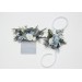 Pocket boutonniere in dusty blue white color scheme. Flower accessories. 5200