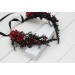 V-Shaped Witch Crown with Spiders – Burgundy & Black Cosplay Hair Accessory