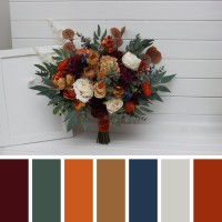 Wedding bouquets in rust burgundy  ivory colors. Bridal bouquet. Faux bouquet. Bridesmaid bouquet. 0007