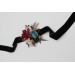 Wedding boutonnieres and wrist corsage in dark teal burgundy black cream color scheme. Flower accessories. 5136