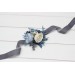 Wedding boutonnieres and wrist corsage in dusty blue white ivory gray color scheme. Flower accessories. 5263