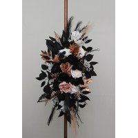  Flower arch arrangement in dusty rose black cinnamon white colors.  Arbor flowers. Floral archway. Faux flowers for wedding arch. 5203