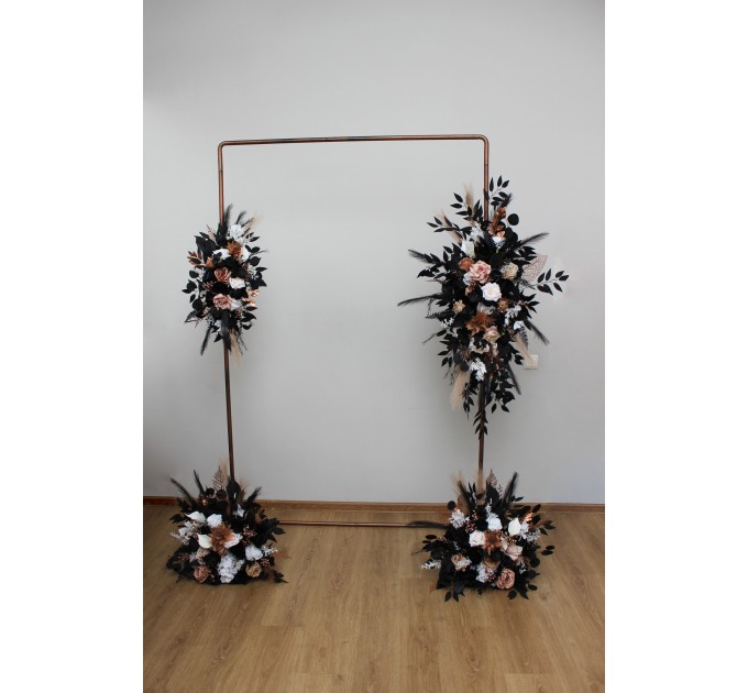 Standing Flowers in Dusty Rose, Black, Cinnamon & White | Wedding Aisle Decor