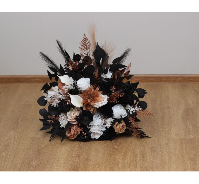 Standing Flowers in Dusty Rose, Black, Cinnamon & White | Wedding Aisle Decor