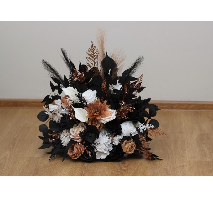 Standing Flowers in Dusty Rose, Black, Cinnamon & White | Wedding Aisle Decor